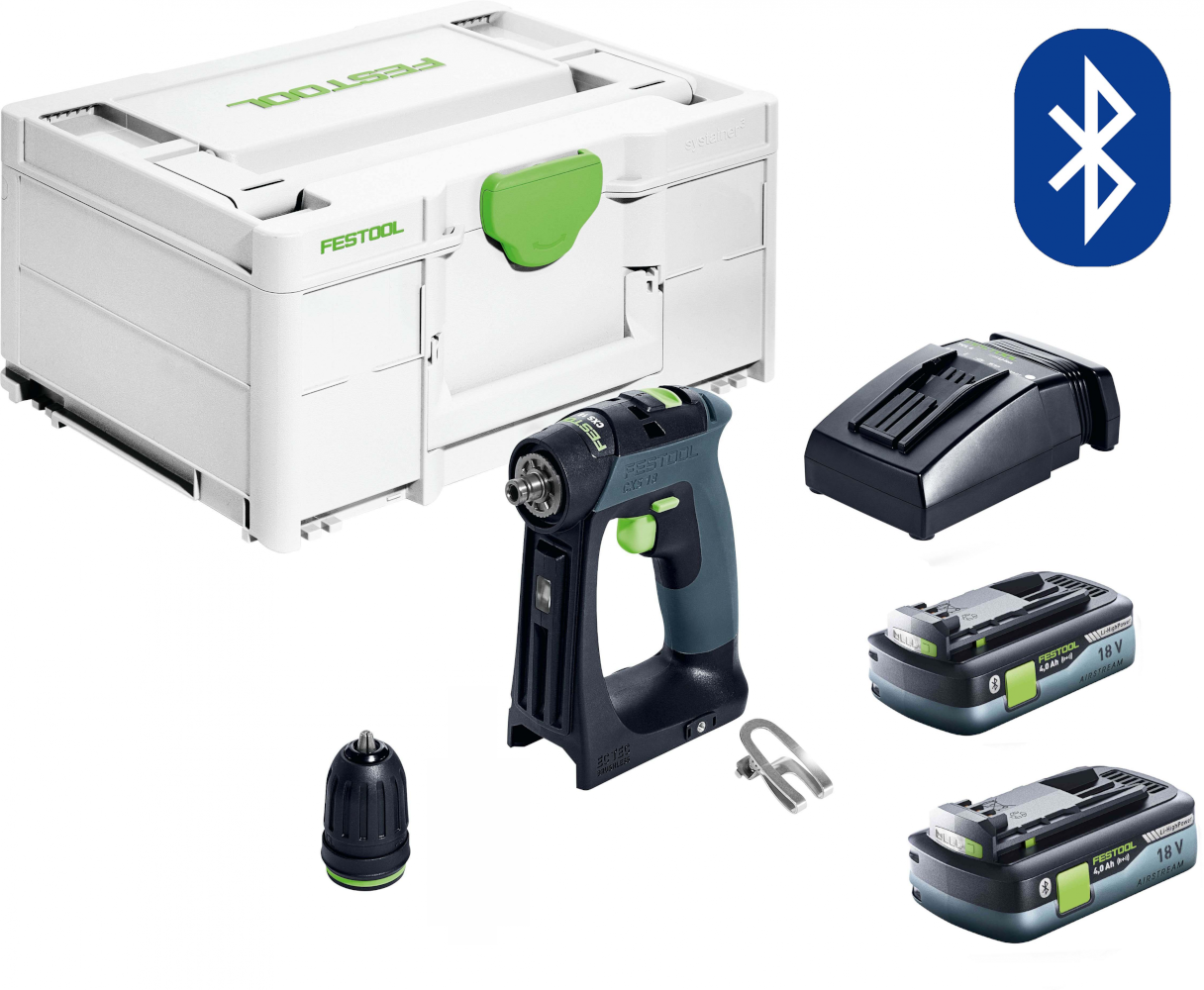 CXS 18V Cordless Compact 2 Speed Drill 4.0Ah HighPower Bluetooth Set in Systainer 578283 by Festool