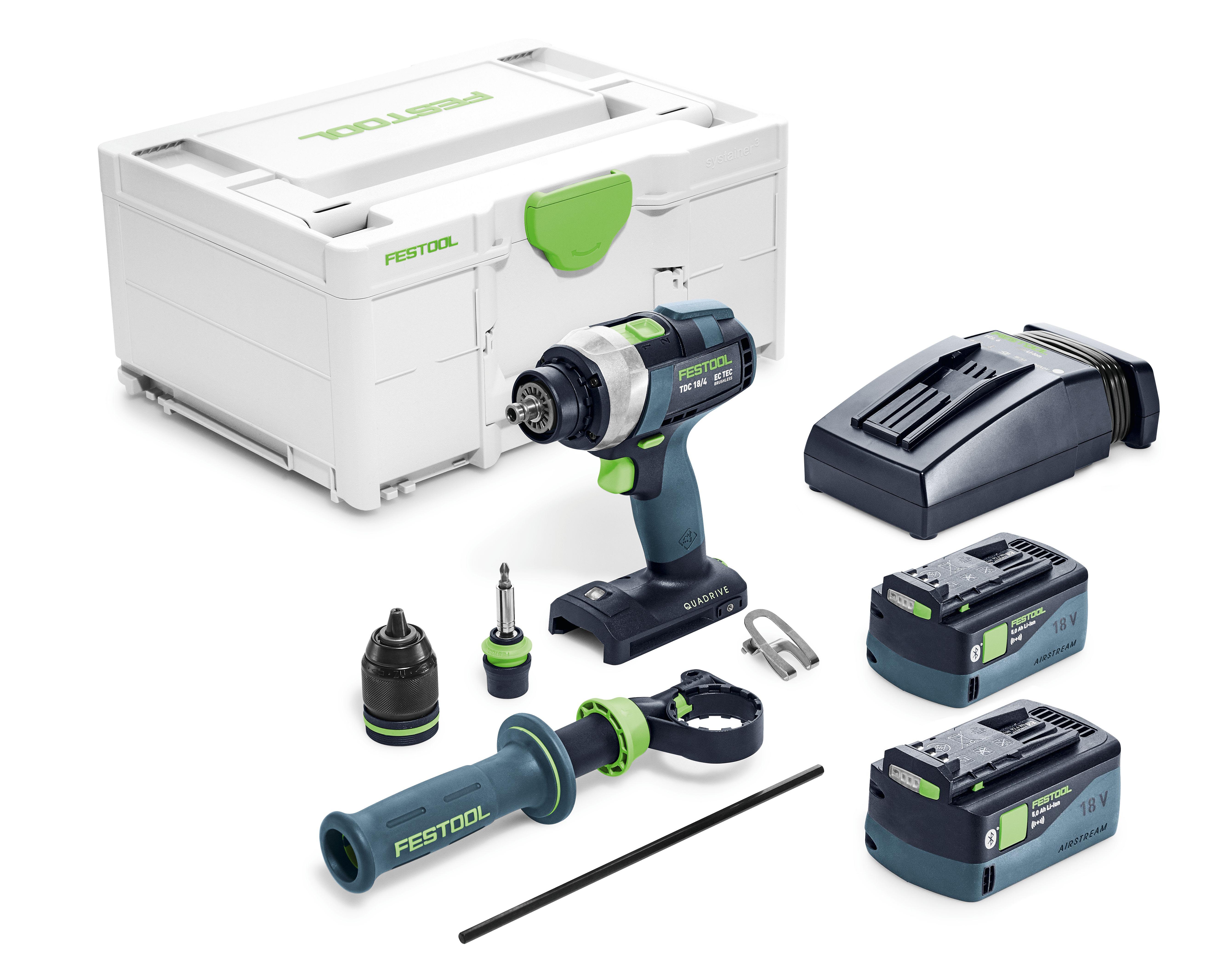 18V 5.0Ah 13mm 4 Speed Drill Bluetooth Set in Systainer Kit TDC 18/4 5.0 I-Plus (578285) by Festool