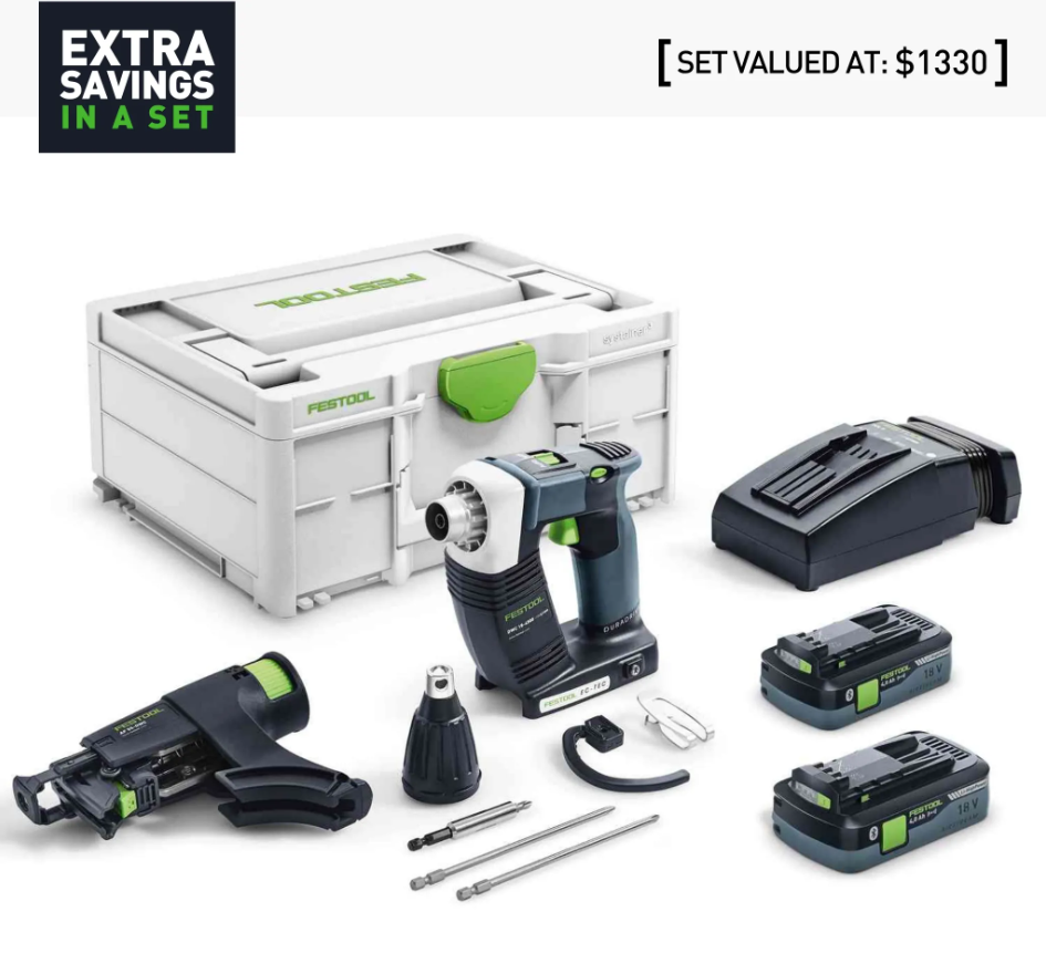 Festool DWC 18V Cordless Collated Screwgun 4.0Ah HighPower Bluetooth Set in Systainer 578287