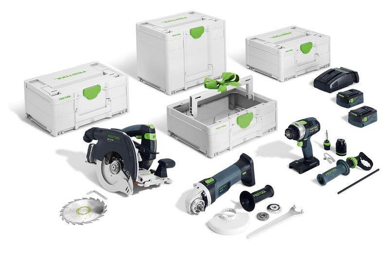 Festool 3Pce 18V 5.0Ah Li-ion Timber Combination Kit HKC 55/TPC 18/AGC 18/TB M 137 578506