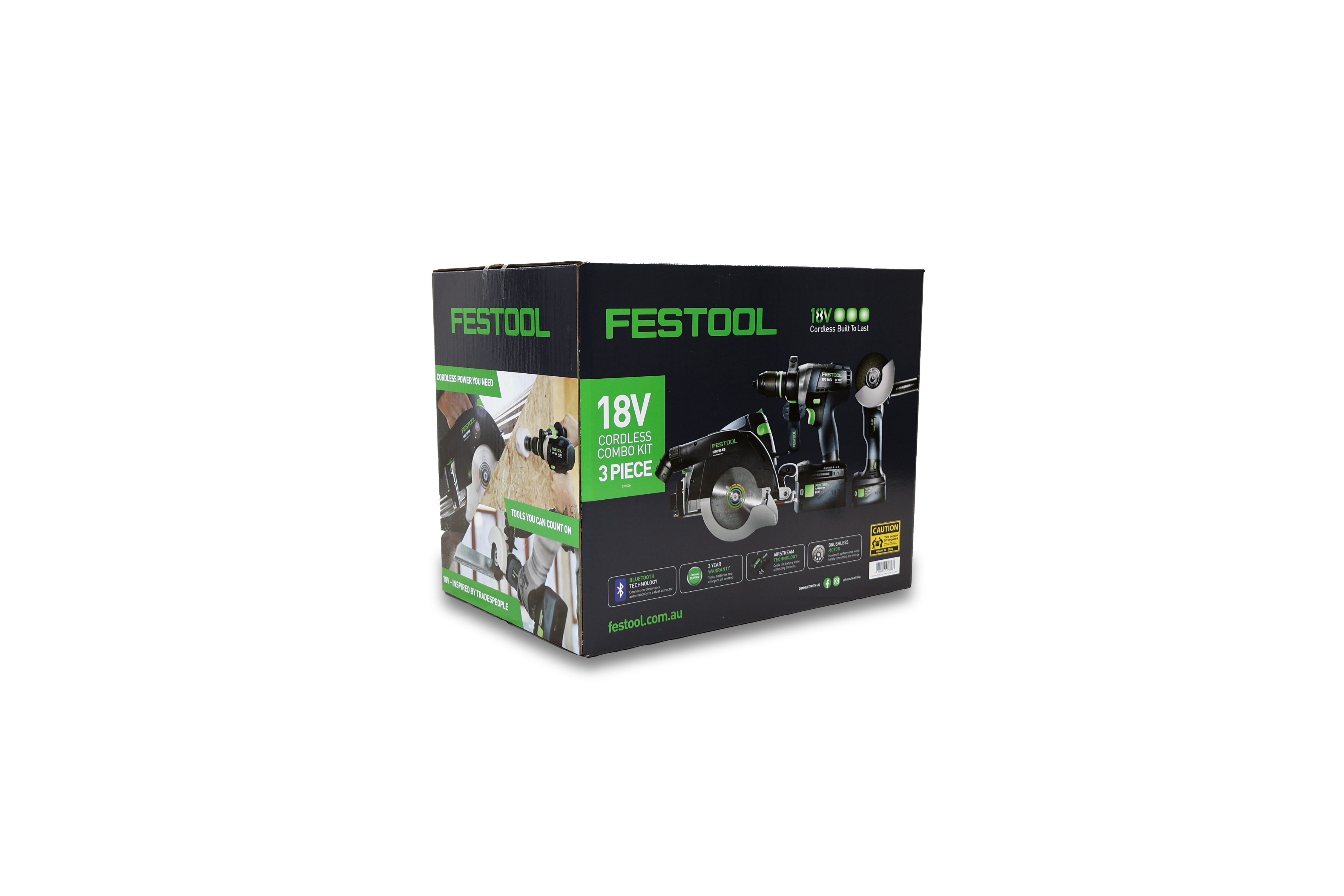 Festool 3Pce 18V 5.0Ah Li-ion Timber Combination Kit HKC 55/TPC 18/AGC 18/TB M 137 578506