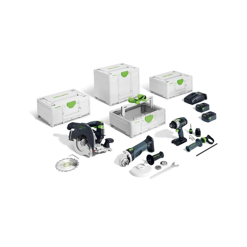 3Pce 18V 5.0Ah Li-ion Timber Combination Kit HKC 55/TPC 18/AGC 18/TB M 137 (578506) by Festool (Copy)