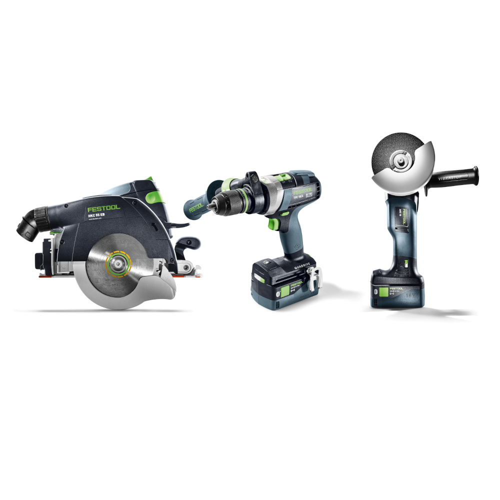 3Pce 18V 5.0Ah Li-ion Timber Combination Kit HKC 55/TPC 18/AGC 18/TB M 137 (578506) by Festool (Copy)