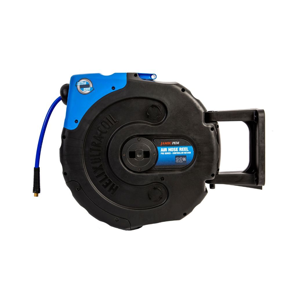 Air Hose Reel, 12mm x 32m Retractable Wall Mount with Control Return - 58.5012 Jamec Pem