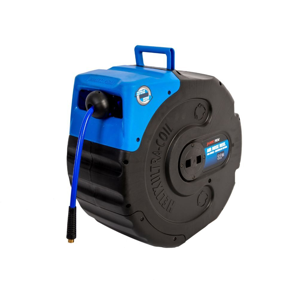 Air Hose Reel, 12mm x 32m Retractable Wall Mount with Control Return - 58.5012 Jamec Pem