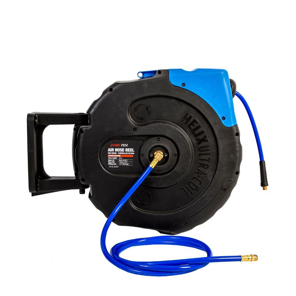 Air Hose Reel, 12mm x 32m Retractable Wall Mount with Control Return - 58.5012 Jamec Pem