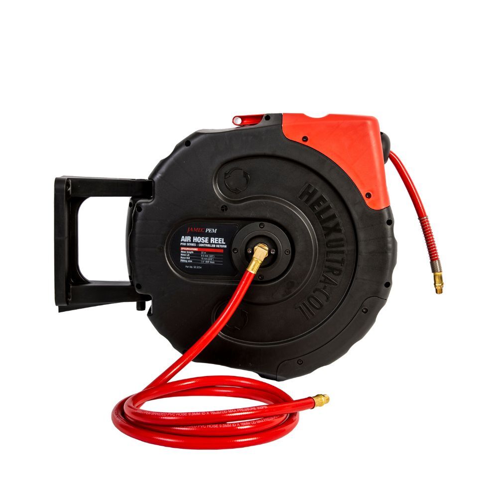 Air Hose Reel, 16mm x 20m Retractable Wall Mount with Control Return - 58.5034 Jamec Pem