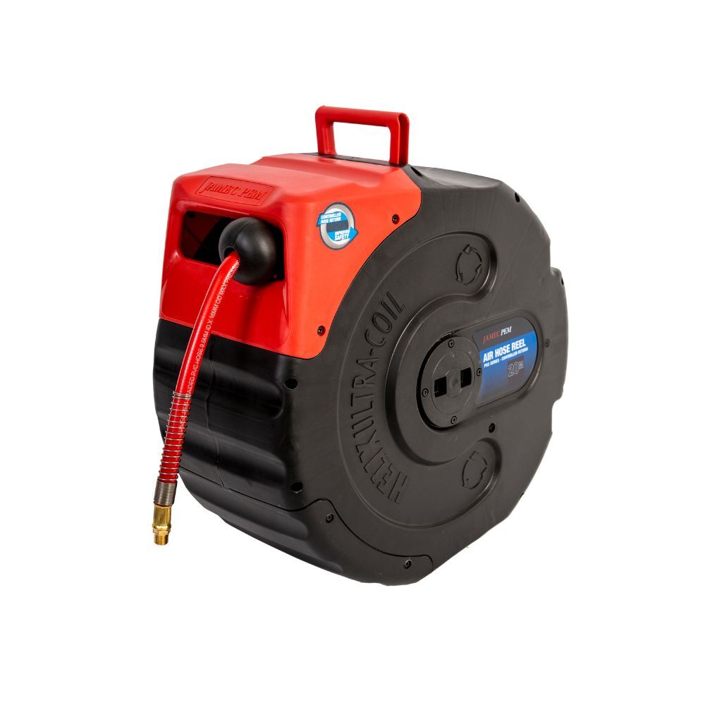 Air Hose Reel, 16mm x 20m Retractable Wall Mount with Control Return - 58.5034 Jamec Pem