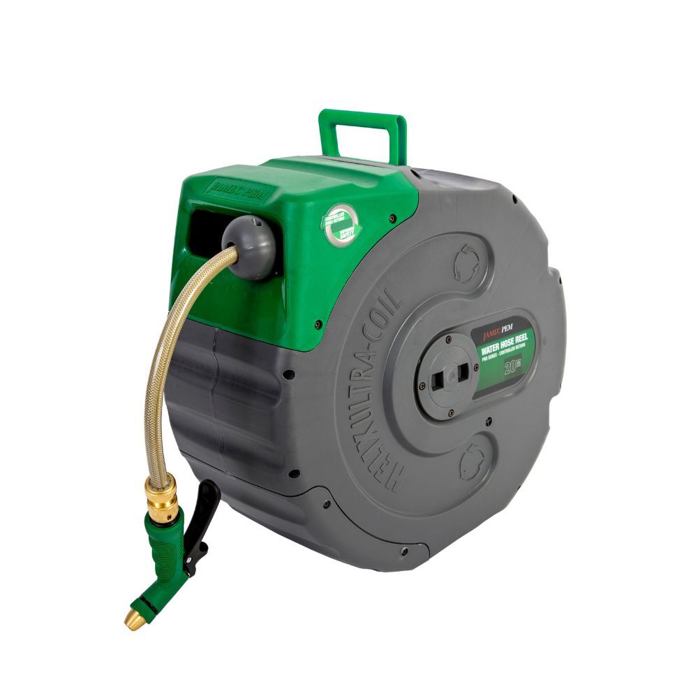 Water Hose Reel, 16mm x 20m Retractable Wall Mount Pro Series - 58.5045 Jamec Pem