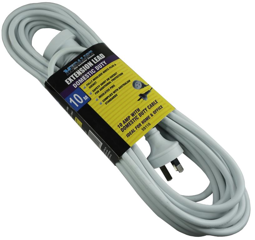 10m 10 Amp Domestic Extension Lead 59110 by Medalist