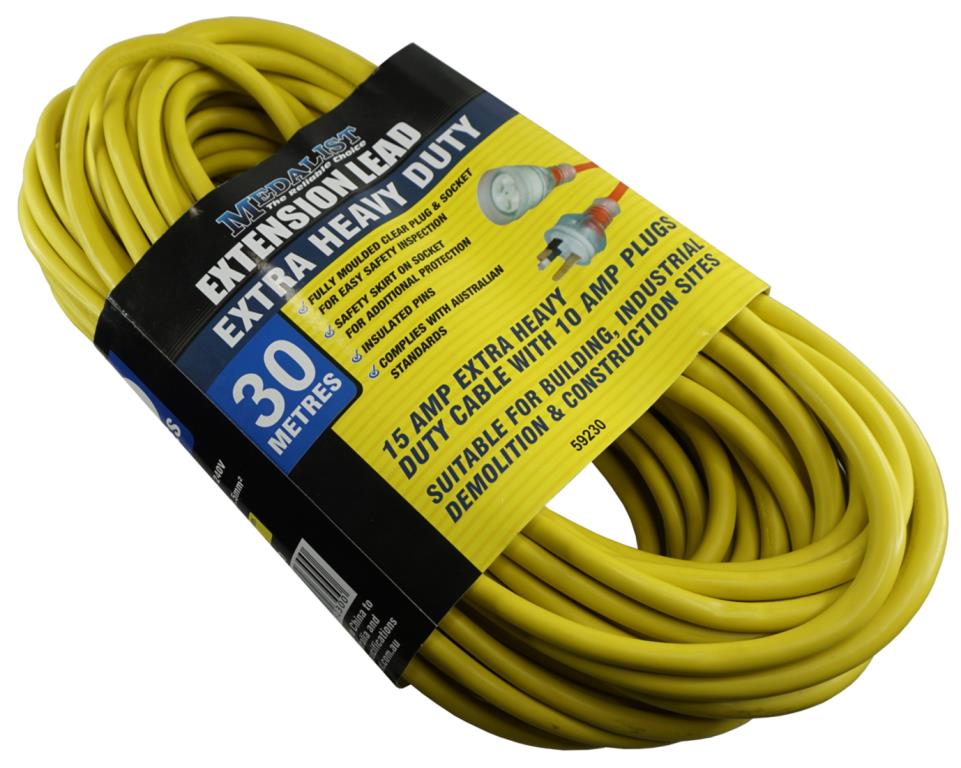 30m Extra HD 15 Amp Ext. Lead w 10 Amp Pin & Plug 59230 by Medalist