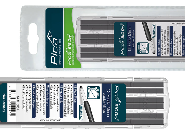 Pica 12Pce Big Dry Aniline 2.0 All Weather Refill Leads 6051