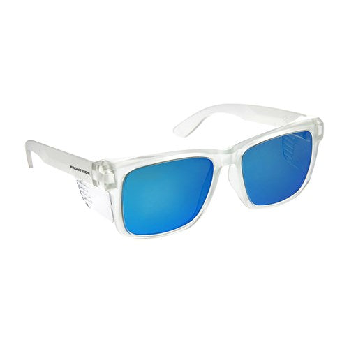 Safety Glasses Polarised Blue Revo Lens with Clear Frame (6513) by Frontside