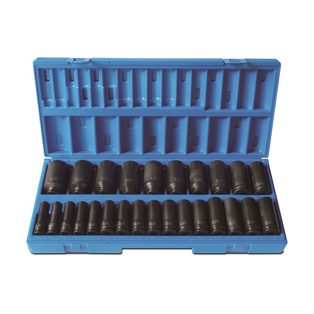 Action 26Pce 1/2" Drive 12-Point Metric Deep Socket Set 658272601