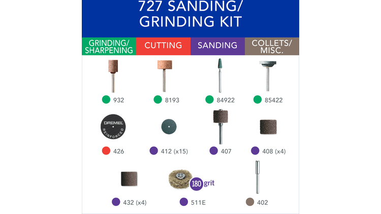 Dremel 727-01 31Pce Sanding/Grinding Rotary Accessory Micro Kit 26150727AA