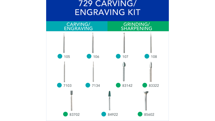 Dremel 729-01 11Pce Carving/Engraving Accessory Micro Kit 26150729AA