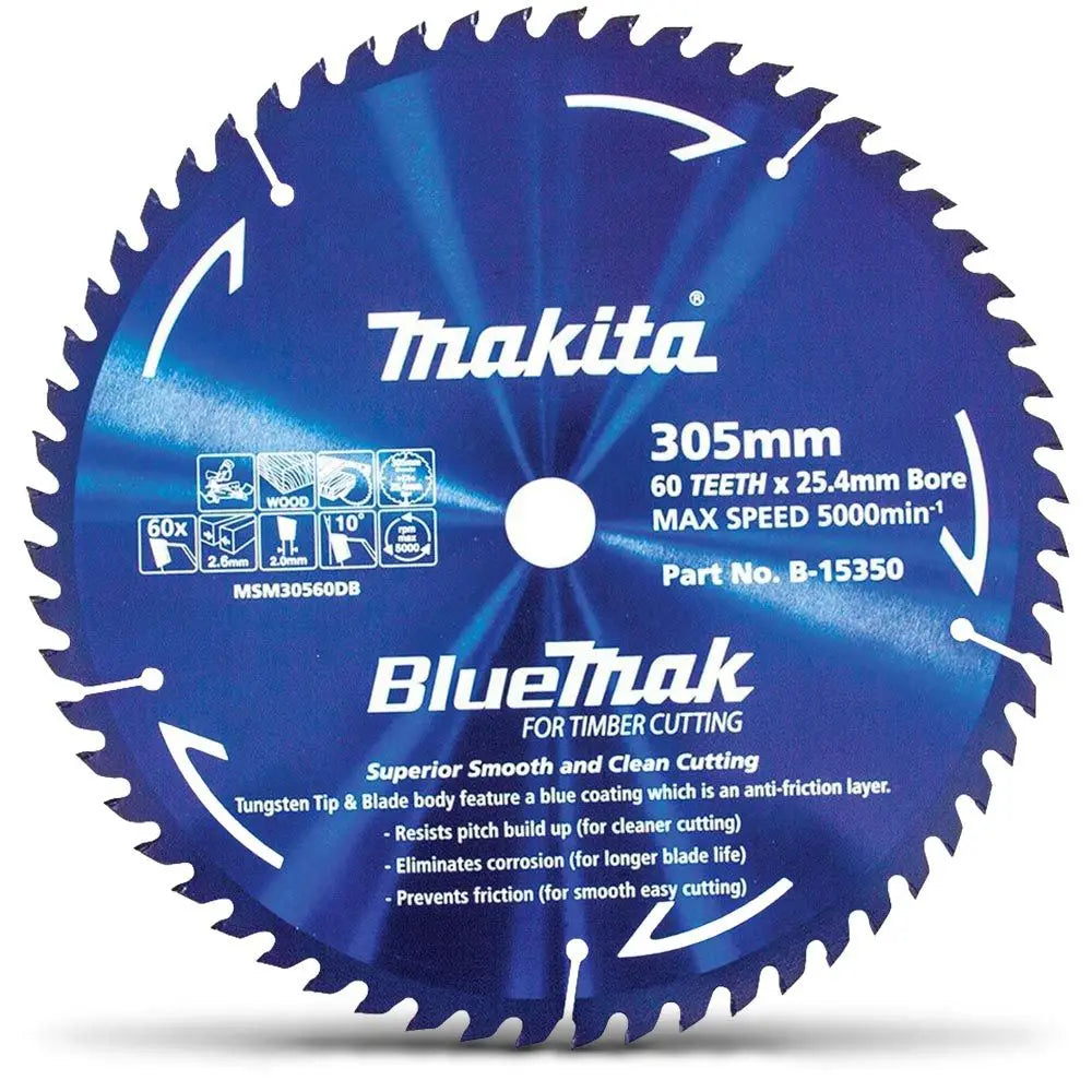 Makita BLUEMAK 305mm 60T TCT Circular Mitre Saw Blade for Wood Cutting B-15350
