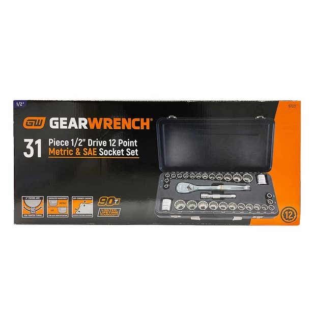 31 Pce 1/2" Drive 12 Point Metric & SAE Socket Set 87021 by Gearwrench