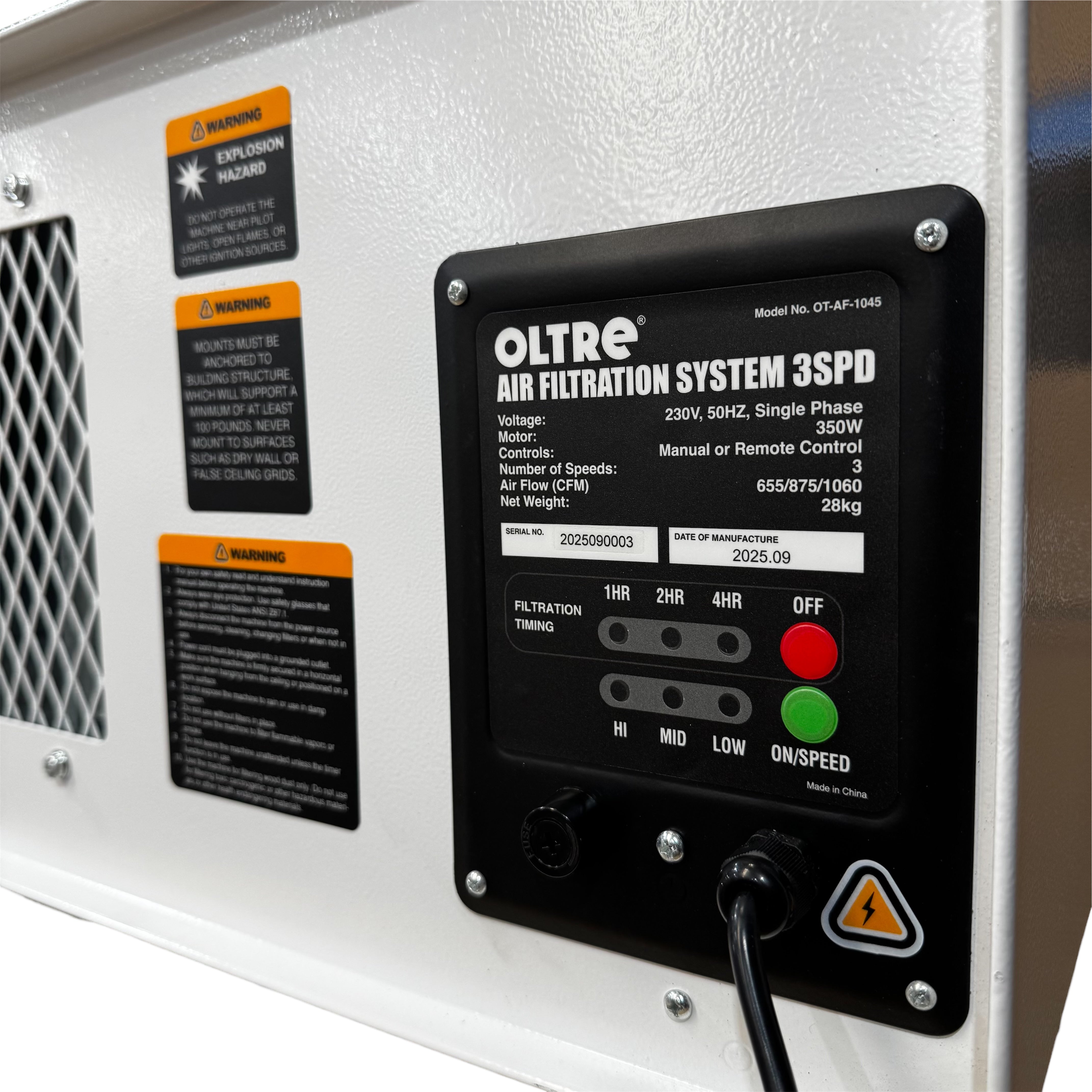 Oltre Remote Controlled 3 Speed Air Filtration System 350W 240V OT-AF-1045 *New Arrival 2026*