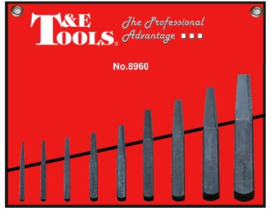 T&E Tools 9 Piece Square Type Screw Extractor Set 8960