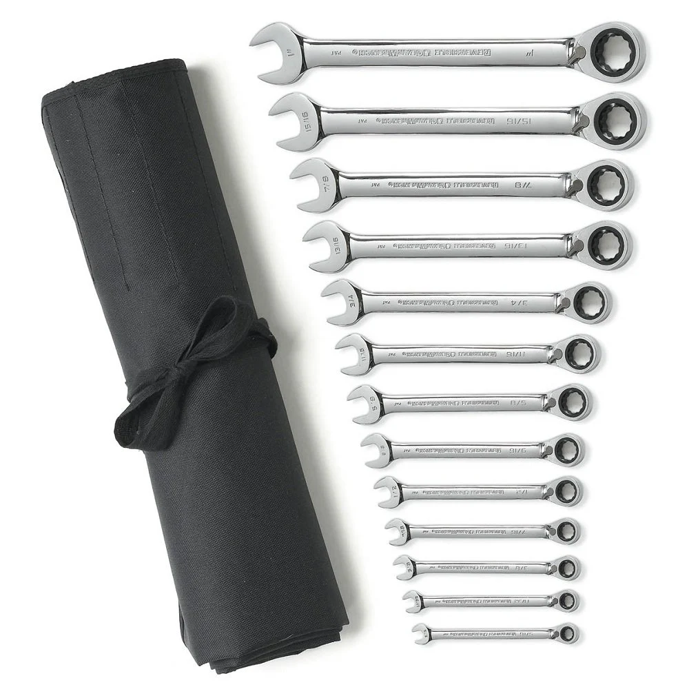 13 Pc. 12 Point SAE Reversible Ratcheting Combination Wrench Set Roll 9509NR by Gearwrench