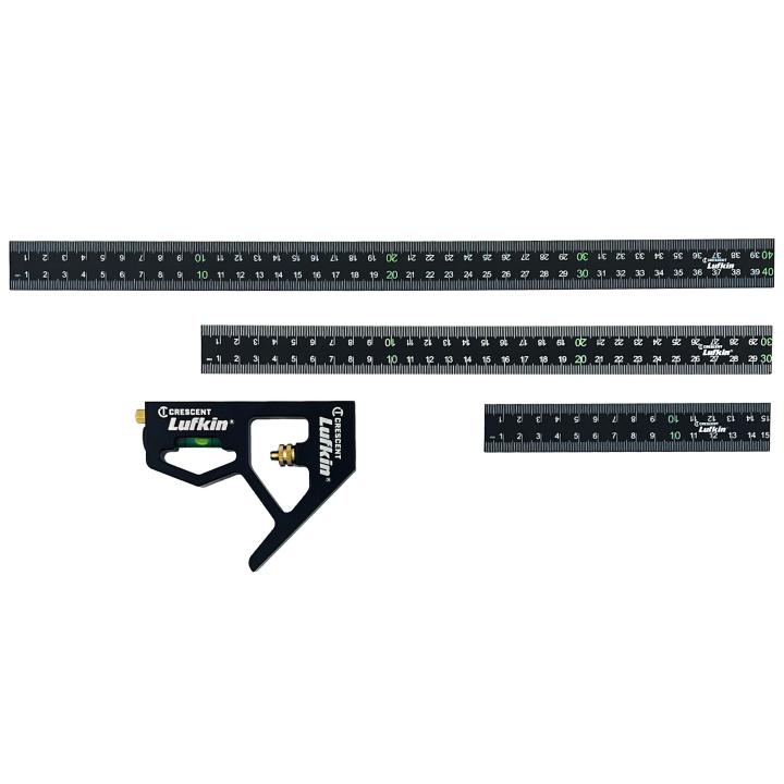 Crescent Lufkin 3Pce 150, 300, 400mm Nite Eye Aluminium Combination Square Set LCS3PCNE