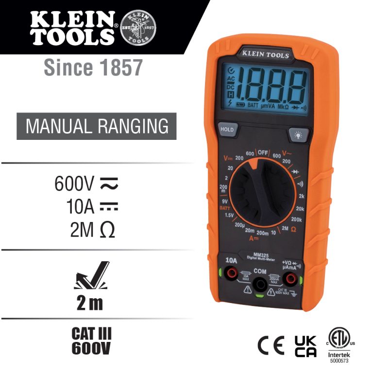 Digital Multimeter Manual-Ranging 600V - A-MM325 by Klein Tools