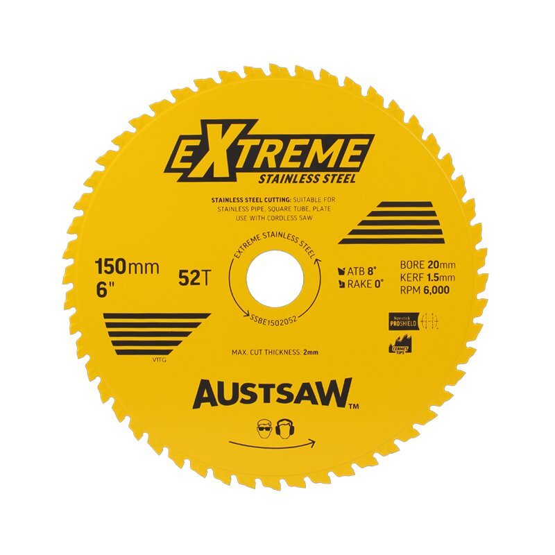 Extreme Stainless Steel Blade 150mm x 20 x 52T SSBE1502052 by Austsaw
