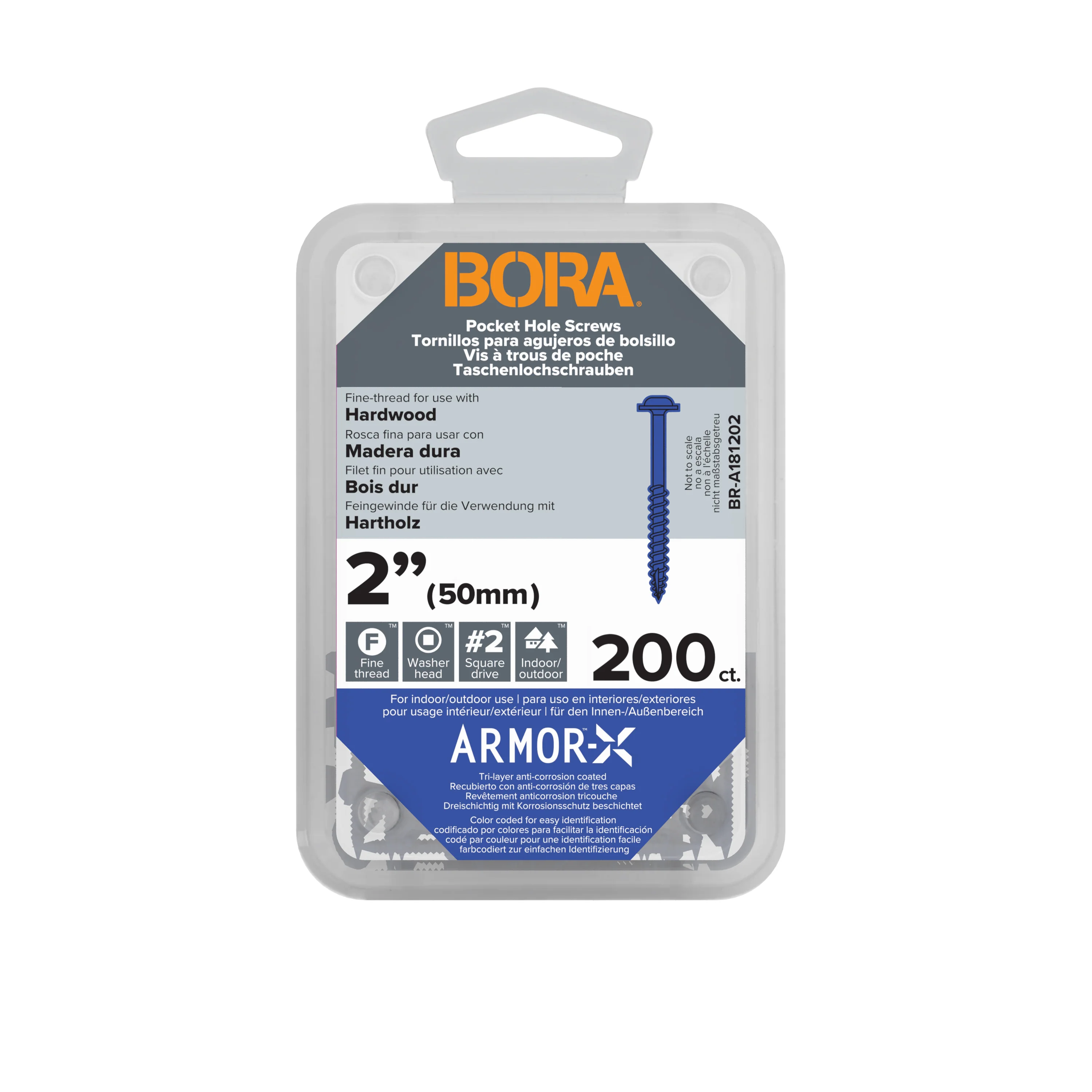 BORA 2" Fine Pocket Hole Screws 200 Pack BR-A181202