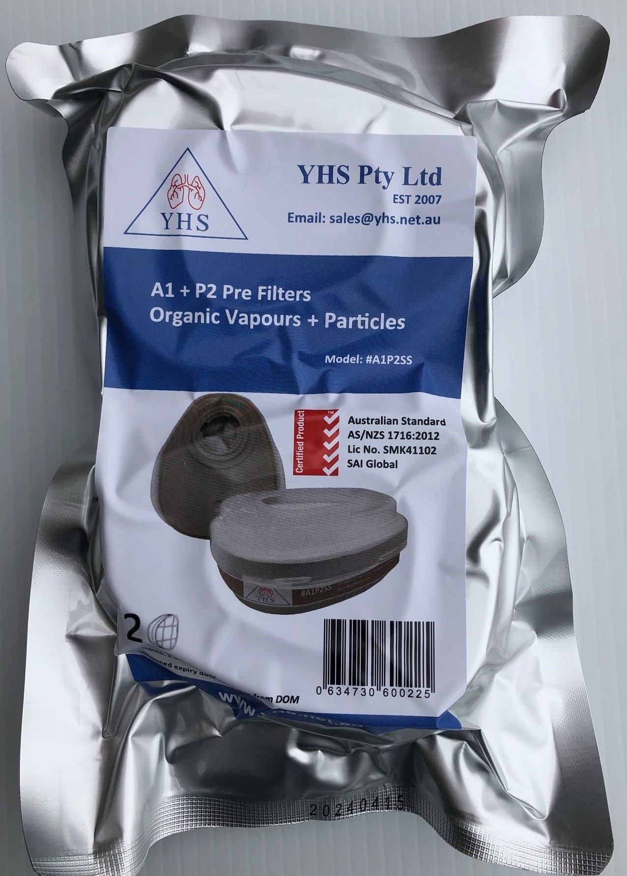 A1 + P2 Pre Filters suit Organic Vapours + Particles #A1P2SS Gas Filters by YHS