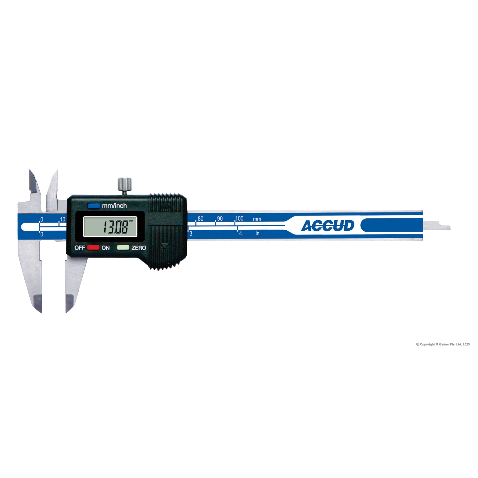 Mini 100mm (4") Digital Caliper Metric + Imperial Dual Scale AC-114-004-11 by Accud