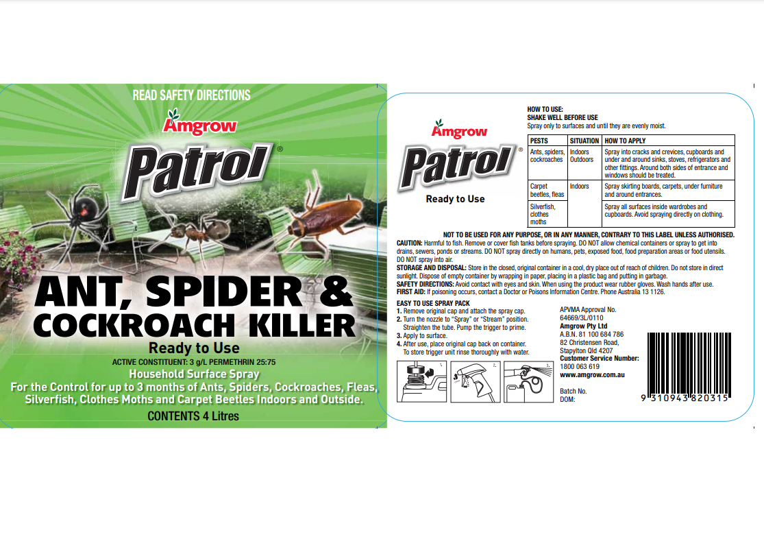 Patrol Patrol Ant, Spider & Cockroach Killer RTU by Amgrow