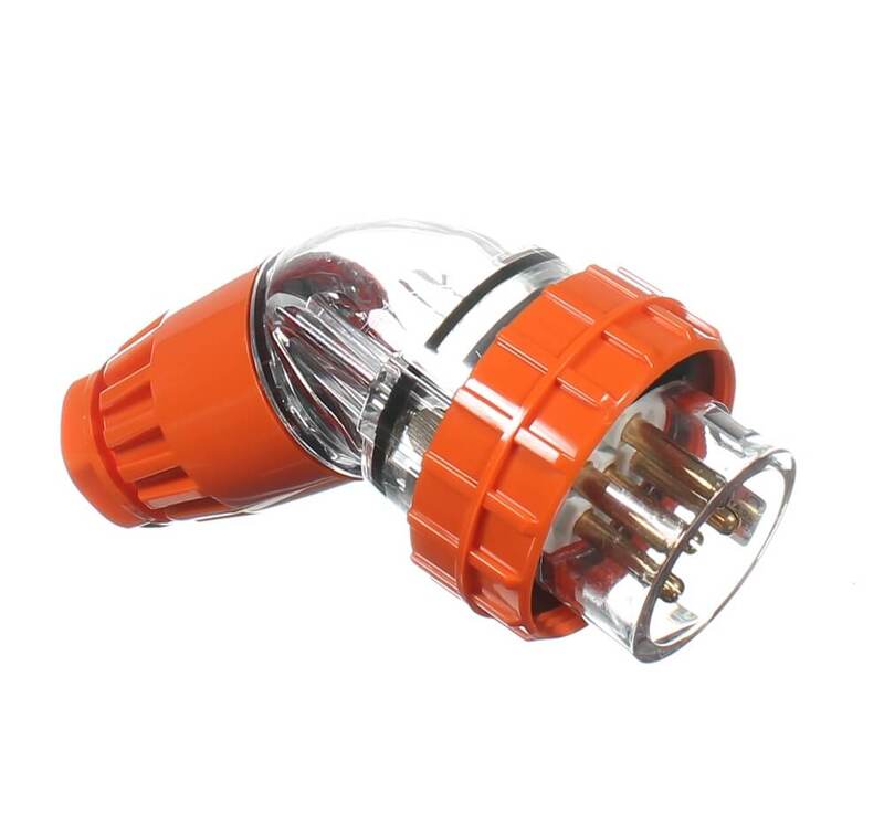 Plug Top Angled 500V 32Amp 5 Round Pin IP66