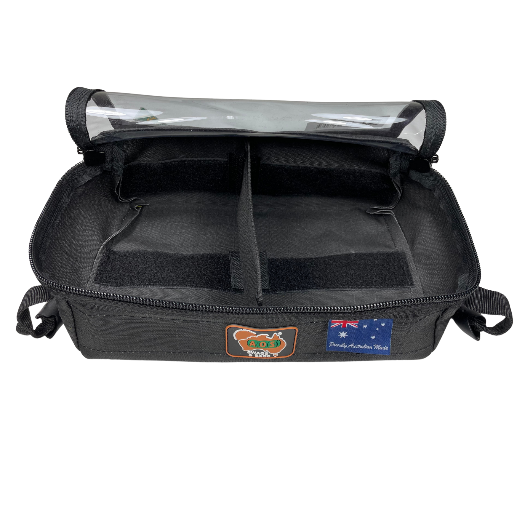 AOS Australian Made Canvas Cargo Storage/Drawer Bag Compact Under Seat with Clear Top & Divider – 3 Colours