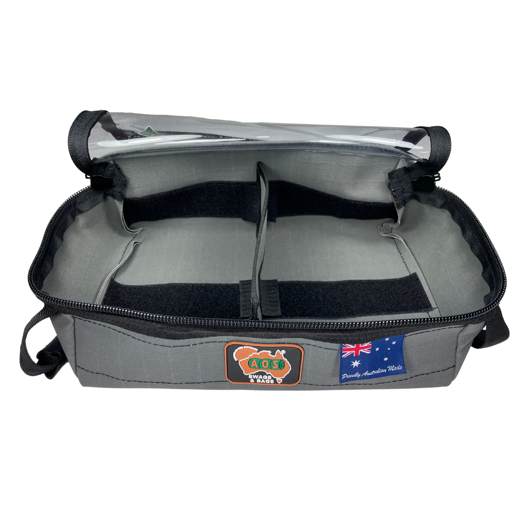 AOS Australian Made Canvas Cargo Storage/Drawer Bag Compact Under Seat with Clear Top & Divider – 3 Colours