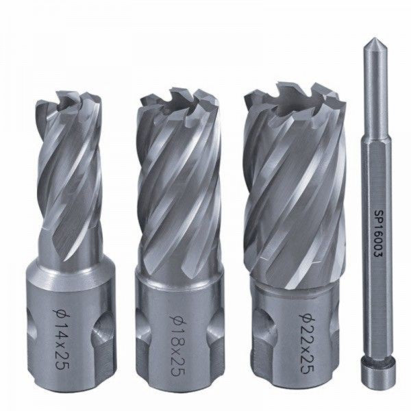 4 Piece Silver Series Cutter Set Metric 14mm 18mm 22mm & Pin ASSET-Z by Holemaker