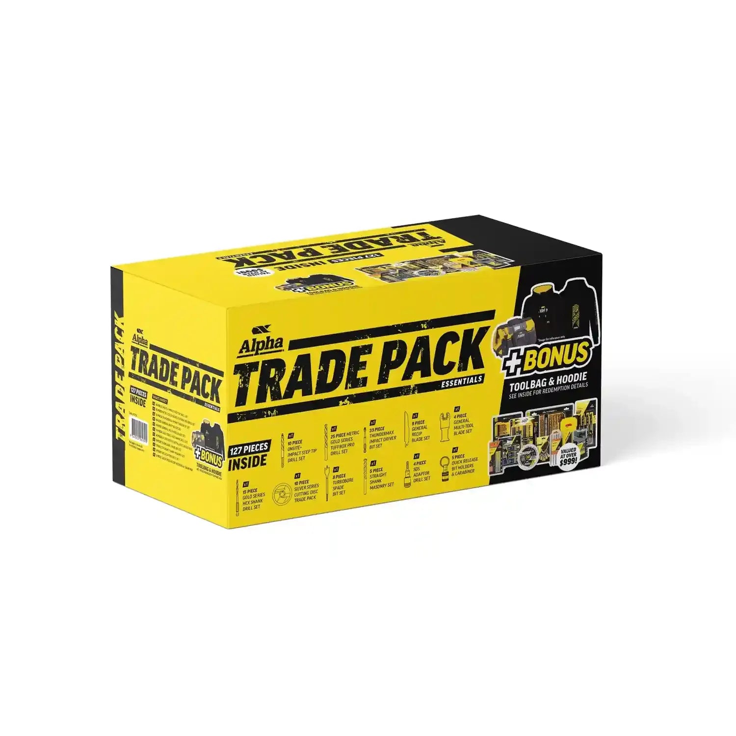 Alpha ATP01 Advantage Trade Pack Essentials – 127 Piece Tradie Accessory Kit | Bonus Tool Bag & Hoodie via Redemption