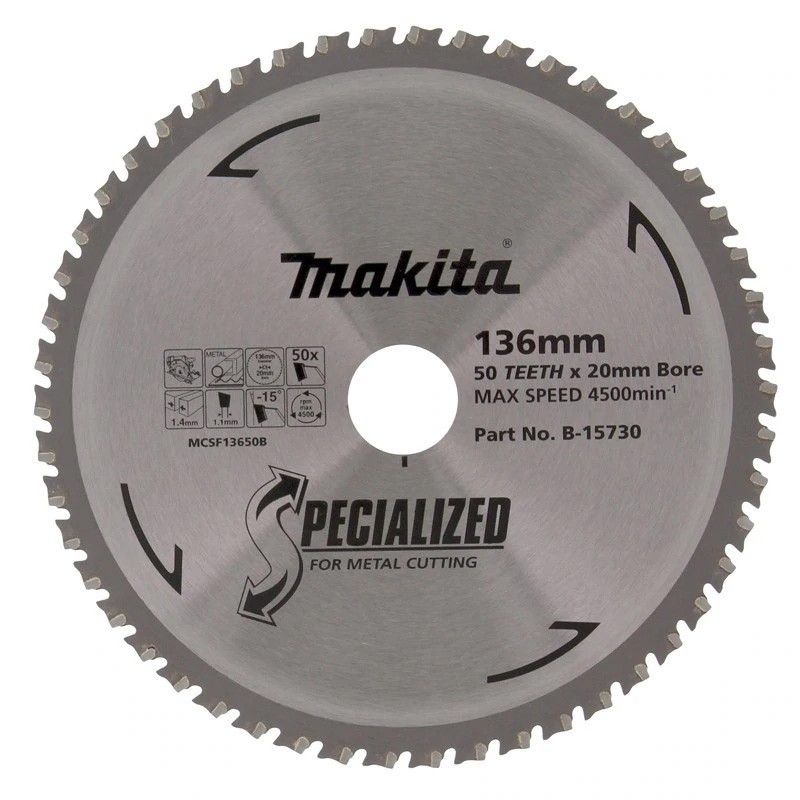136mm x 20mm x 50T TCT Circular Saw Blade B-15730 by Makita