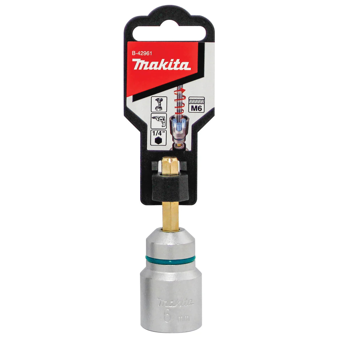 Makita 6mm Threaded Rod Socket Adapter | 1/4" Hex Drive | B-42961