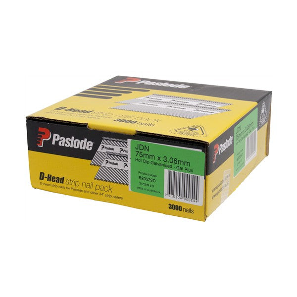 75mm x 3.06mm Hot Dip Galvanised D Head Framing Nails (3000Pce) B20529D by Paslode