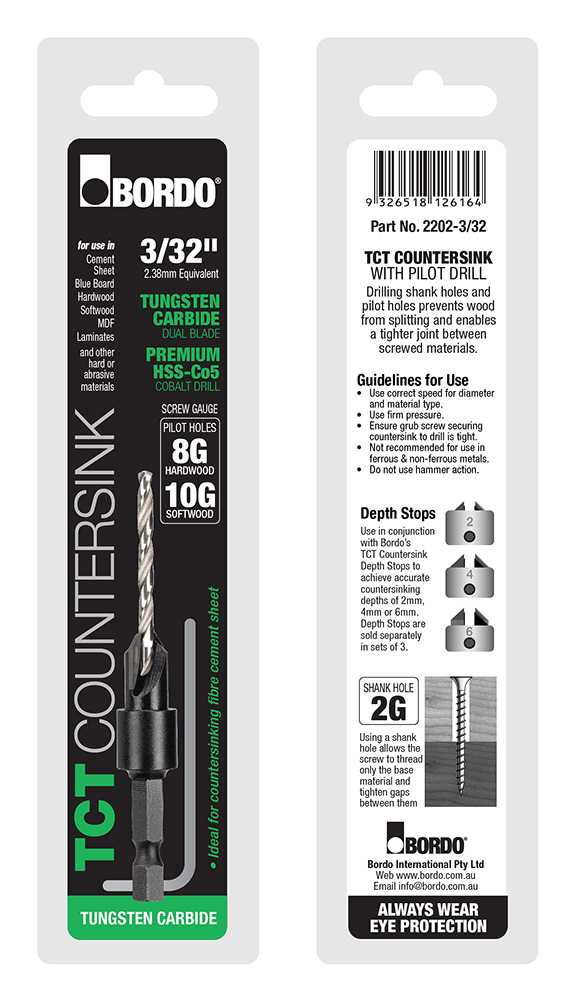 Bordo Cobalt Drills with Tungsten Carbide Tipped Countersink