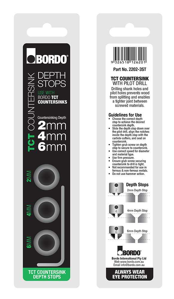 Bordo Depth Stop Collars for TCT Countersinks 2202-3ST | 3 Pce