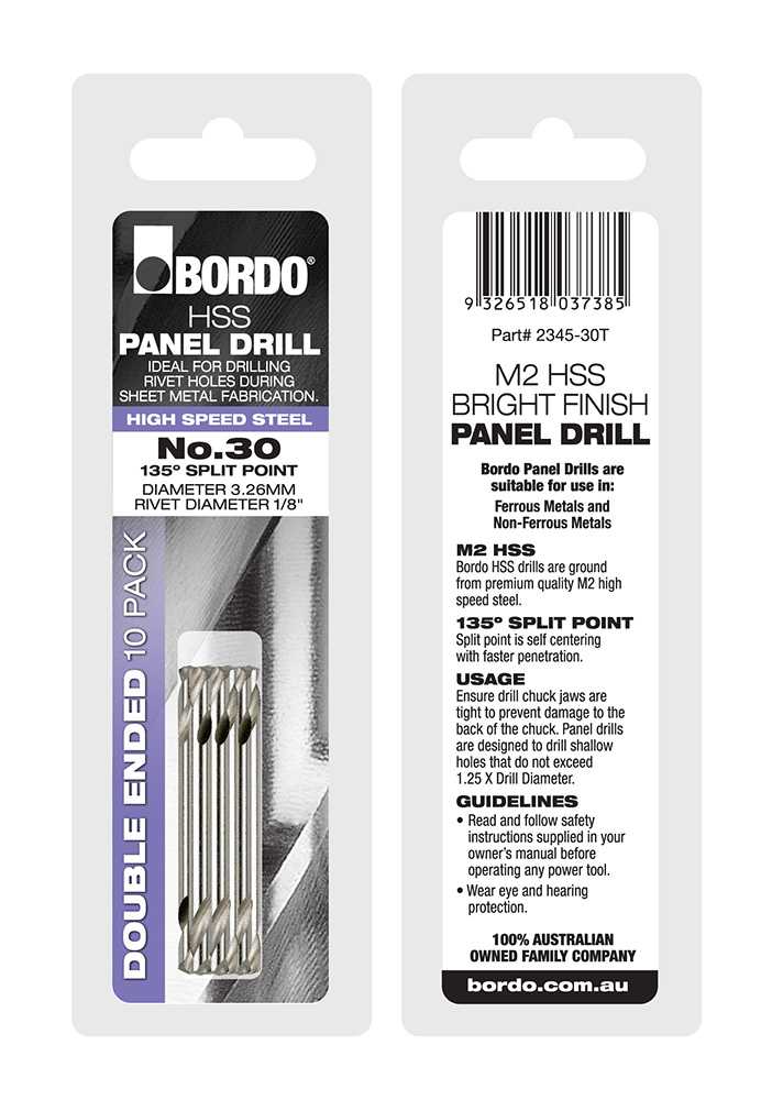 Bordo Bright Double Ended Panel Drills | 2 or 10 Pack