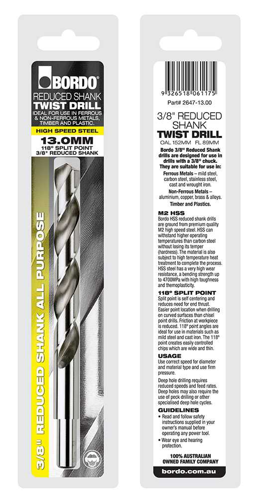 Bordo Reduced 3/8" Shank Metric Drill Bits