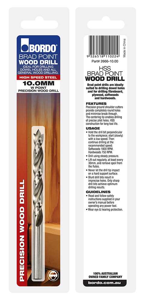 Bordo Brad Point Wood Drills