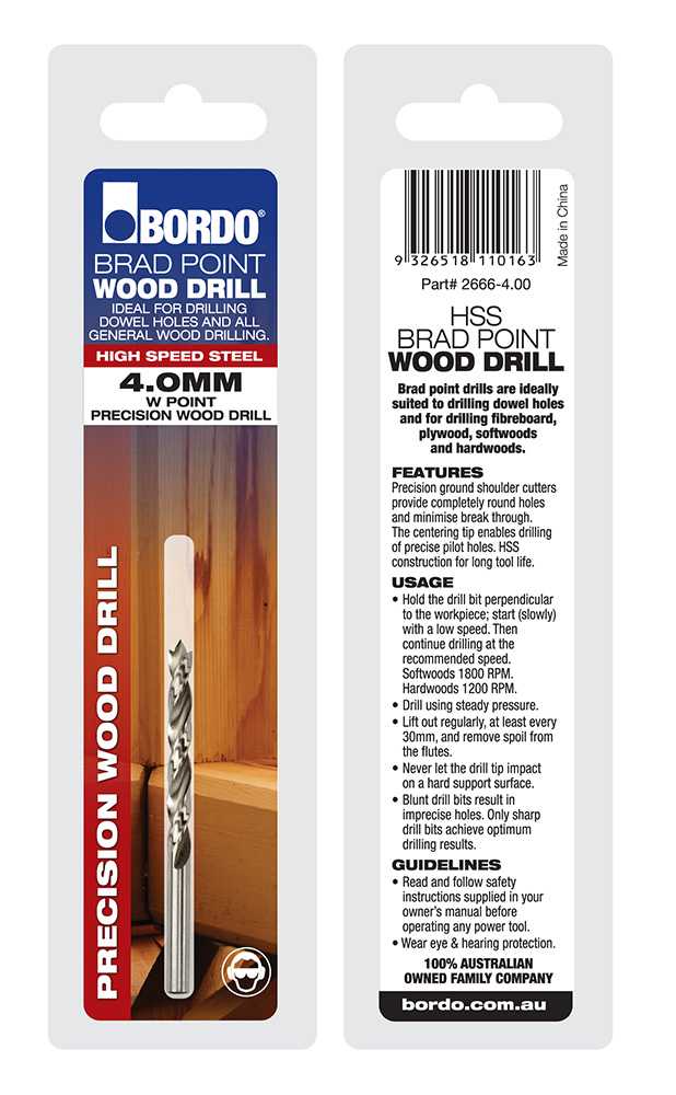 Bordo Brad Point Wood Drills