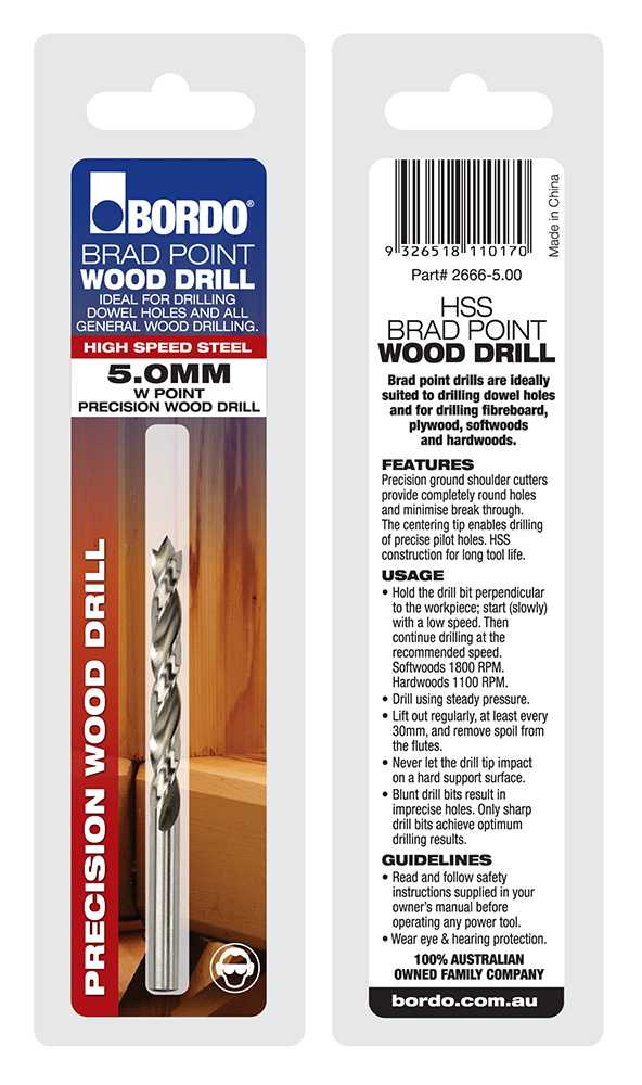 Bordo Brad Point Wood Drills