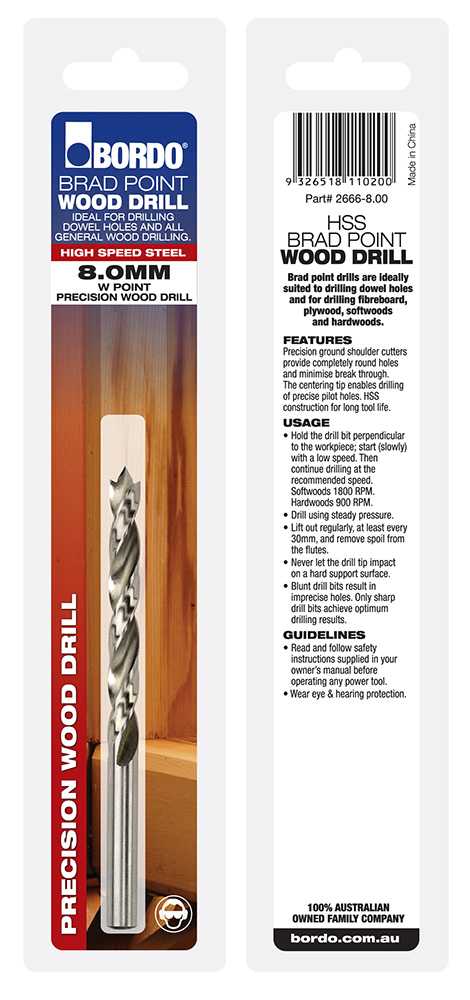 Bordo Brad Point Wood Drills