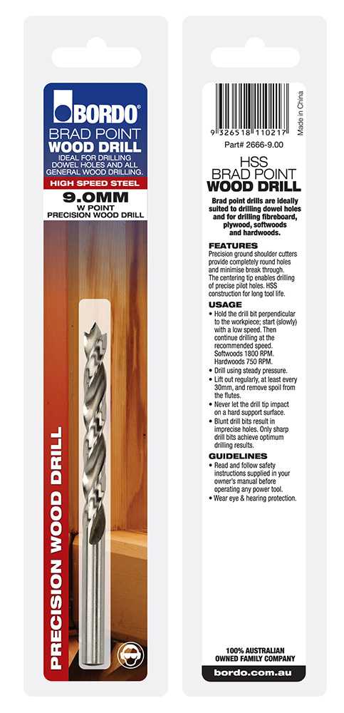 Bordo Brad Point Wood Drills