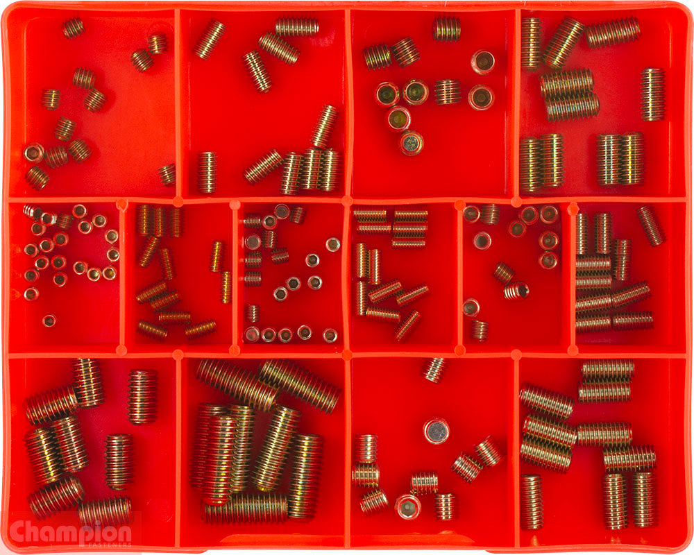 Grub Screws Assortment Kit 64Pce Metric & Imperial BSW CA1416 by Champion